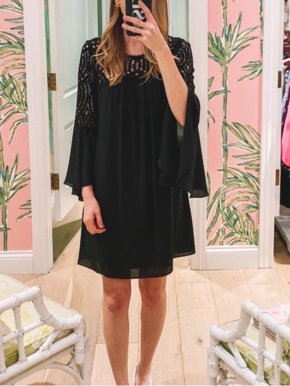 Lilly Pulitzer Navy Bell Sleeve Shift Dress